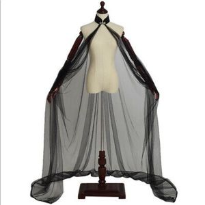 Bridal Lingerie Cape - Sheer Black Tulle